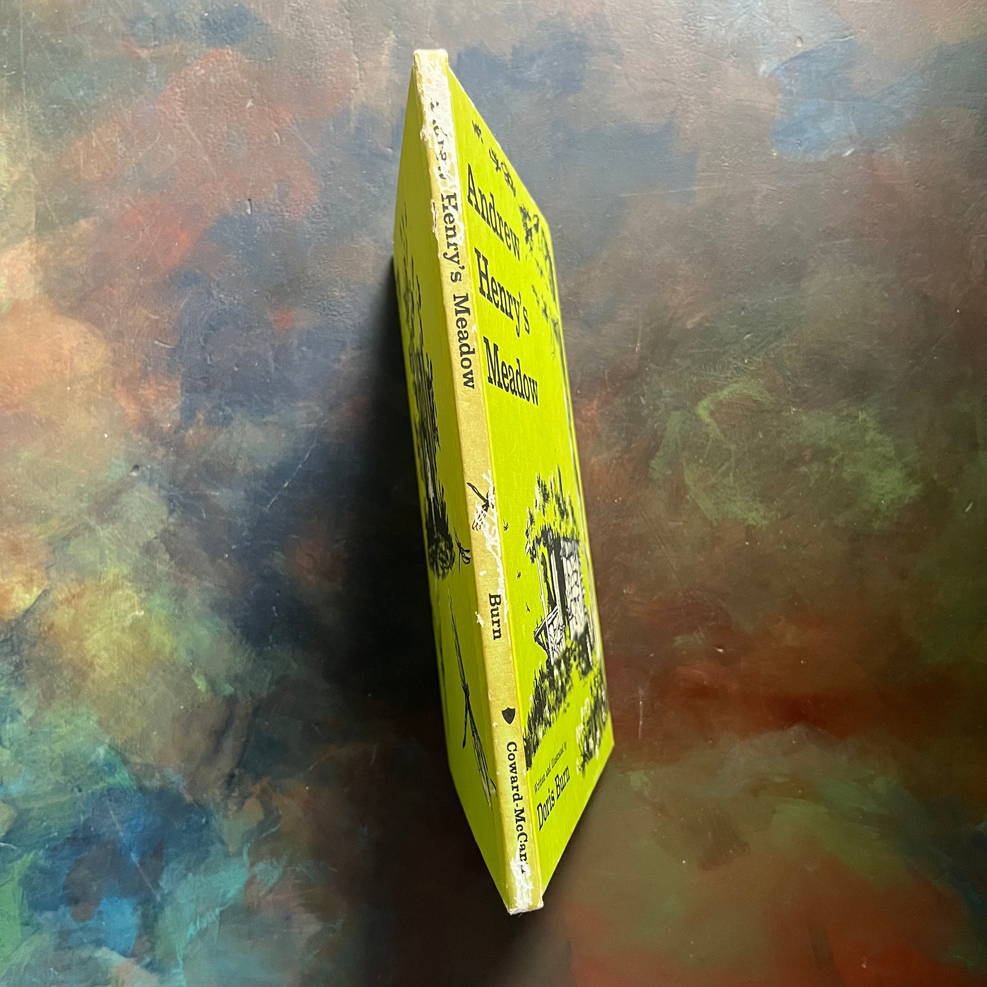 Andrew Henry's Meadow written & illustrated by Doris Burn-vintage children's picture book-1965 Weekly Reader Edition-view of the spine