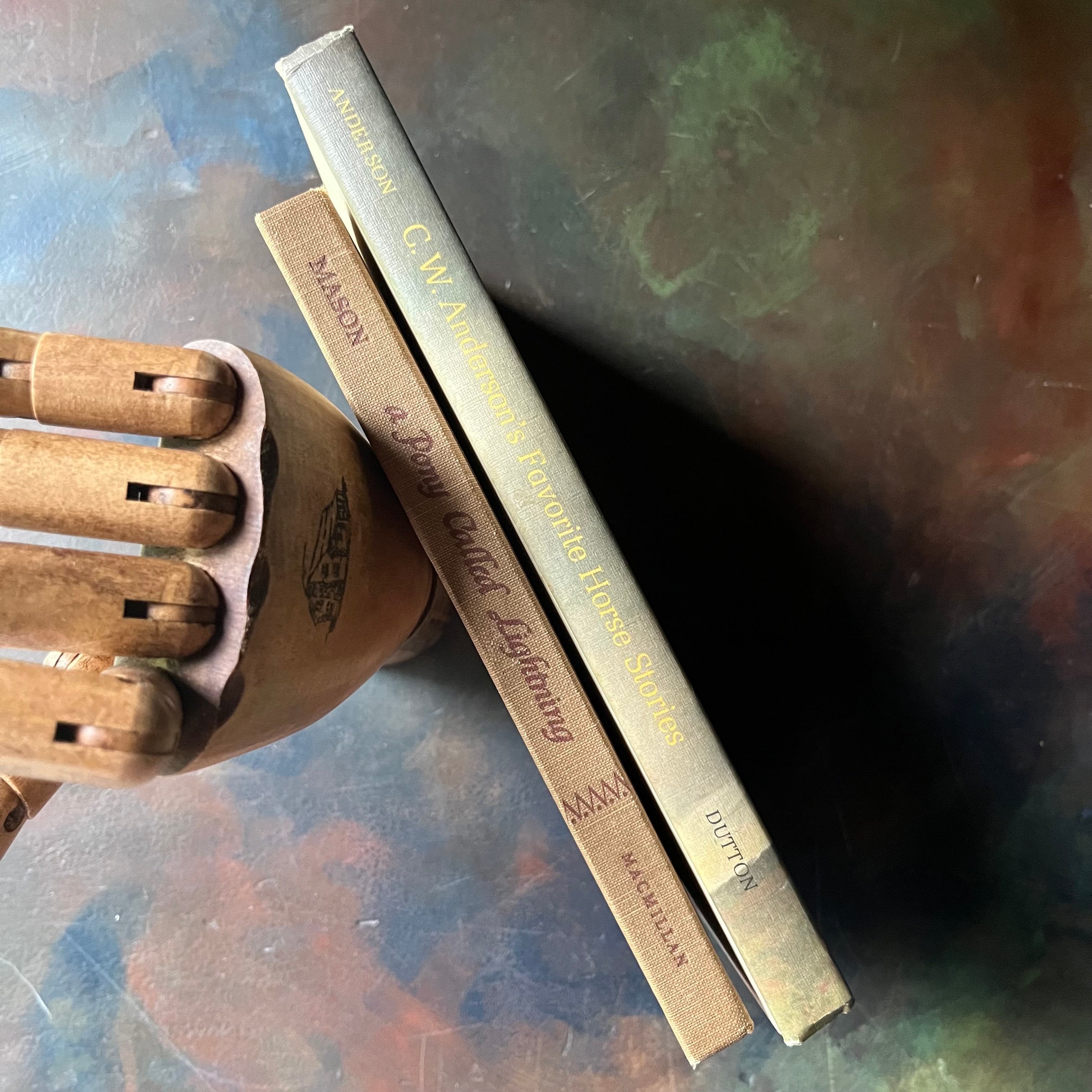 C. W. Anderson's Favorite Horse Stories and A Pony Called Lightning-Mariam E. Mason-vintage horse stories for children-vintage chapter books for kids-view of the spines