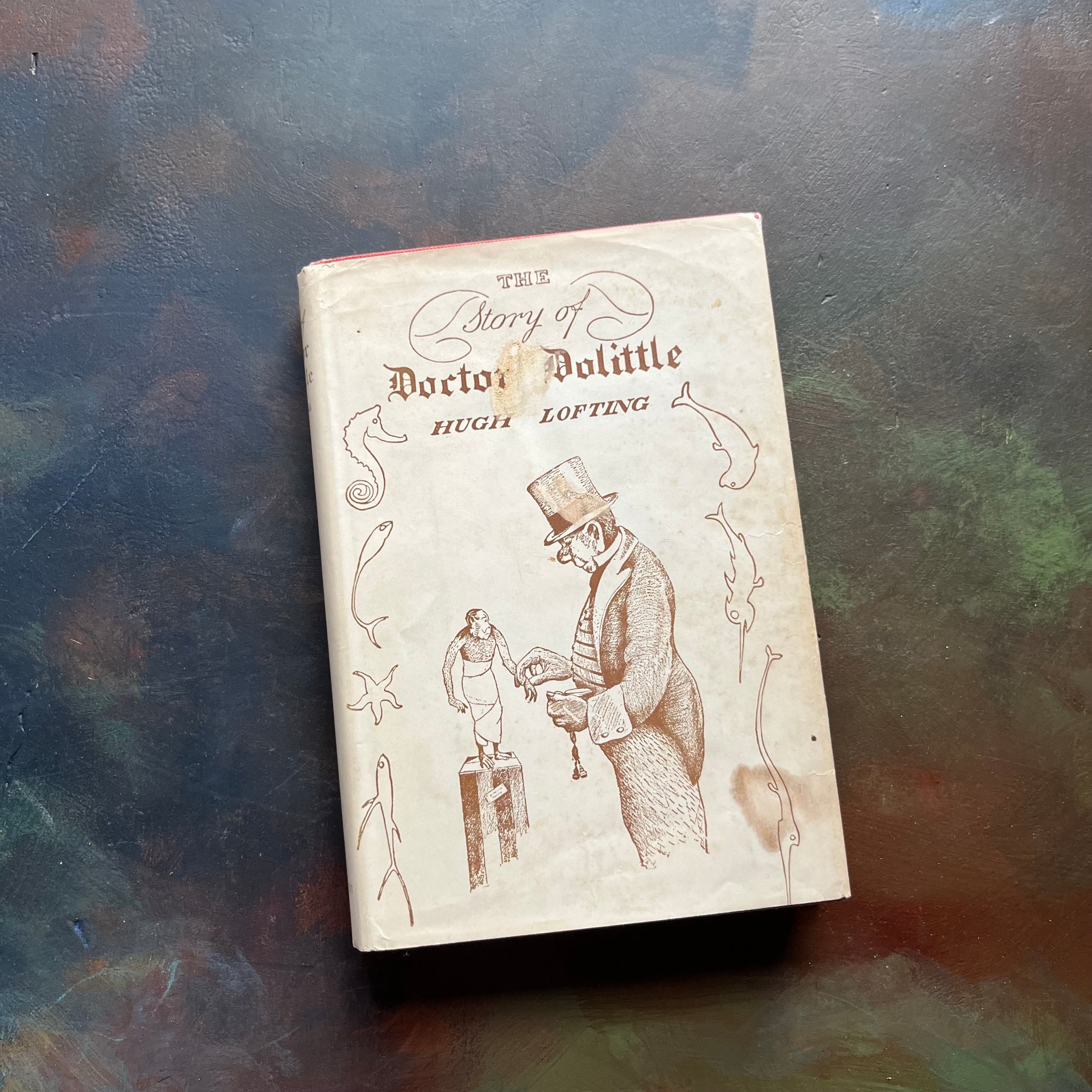 Doctor Dolittle written & illustrated by Hugh Lofting-1948 Edition-vintage children's chapter book-view of the dust jacket's front cover