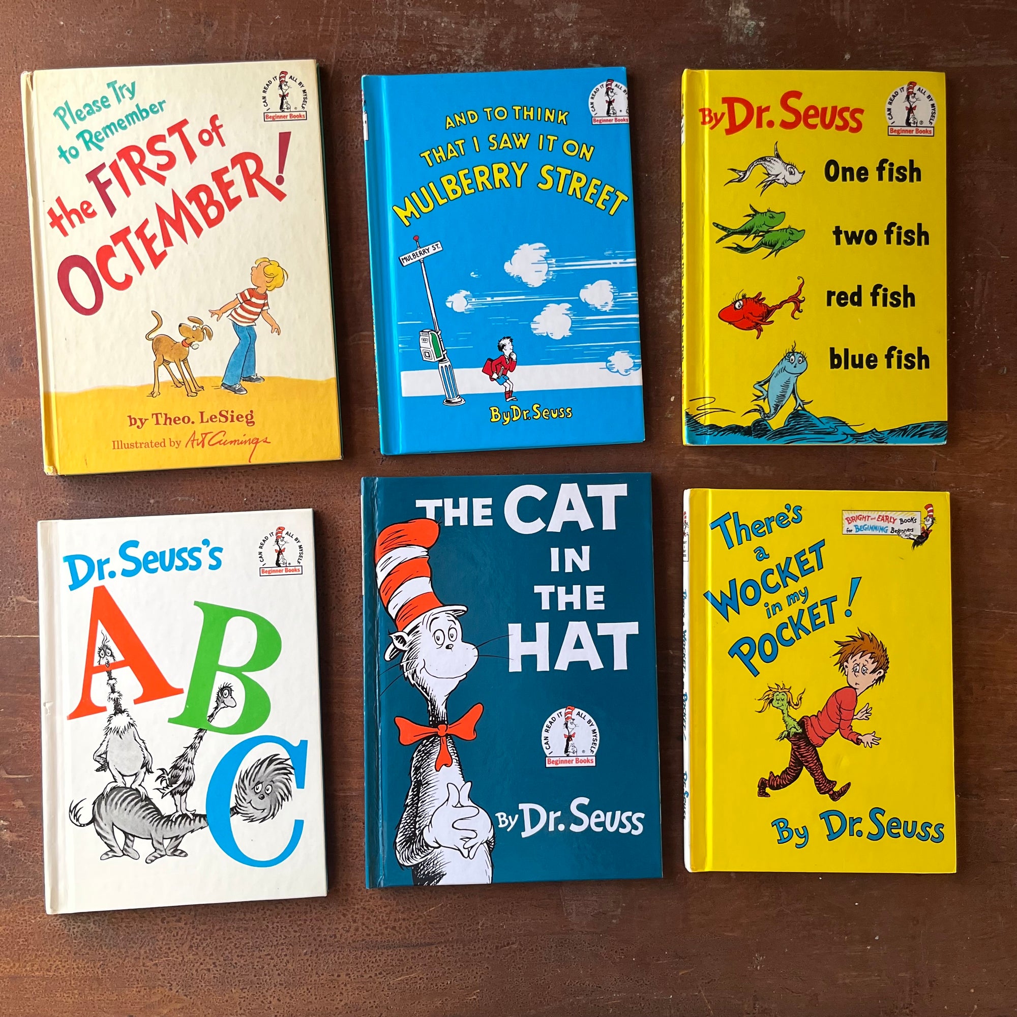 Dr. Seuss & Theo. LeSieg Book Set  Bright & Early Books for Beginning Beginners-vintage children's picture books-view of the glossy front covers