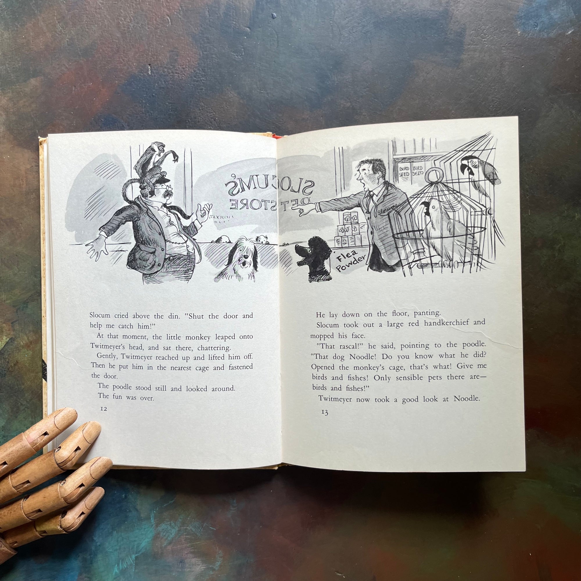 Mr. Twitmeyer and the Poodle by Leone Adelson & Lilian Moore-vintage children's beginner chapter book-The Random House Gateway Books-view of the illustrations in black & white