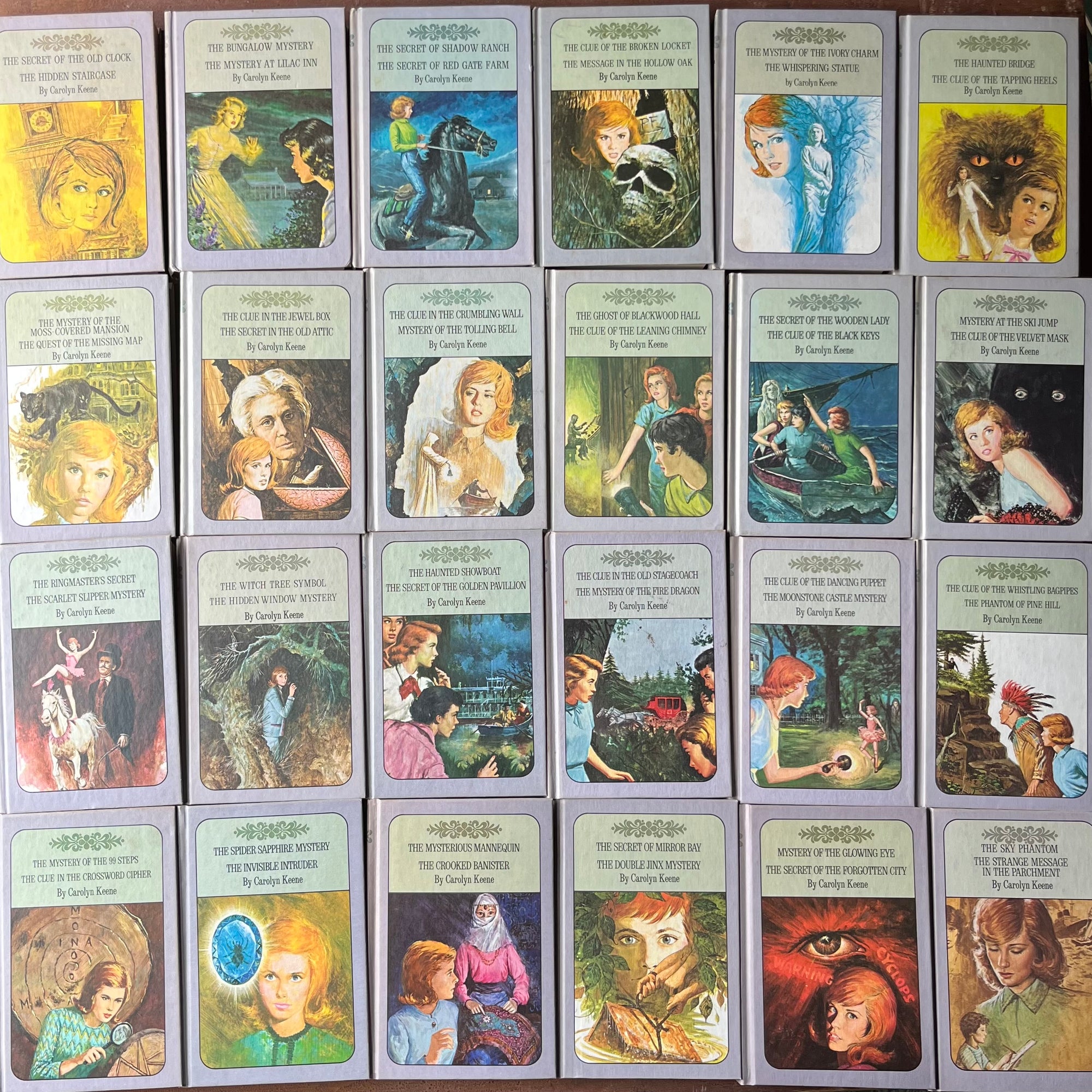 Nancy Drew Twin Thrillers Book Set of 15 by Carolyn Keene-vintage children's chapter books-mysteries-view of 24 out of 25 front covers