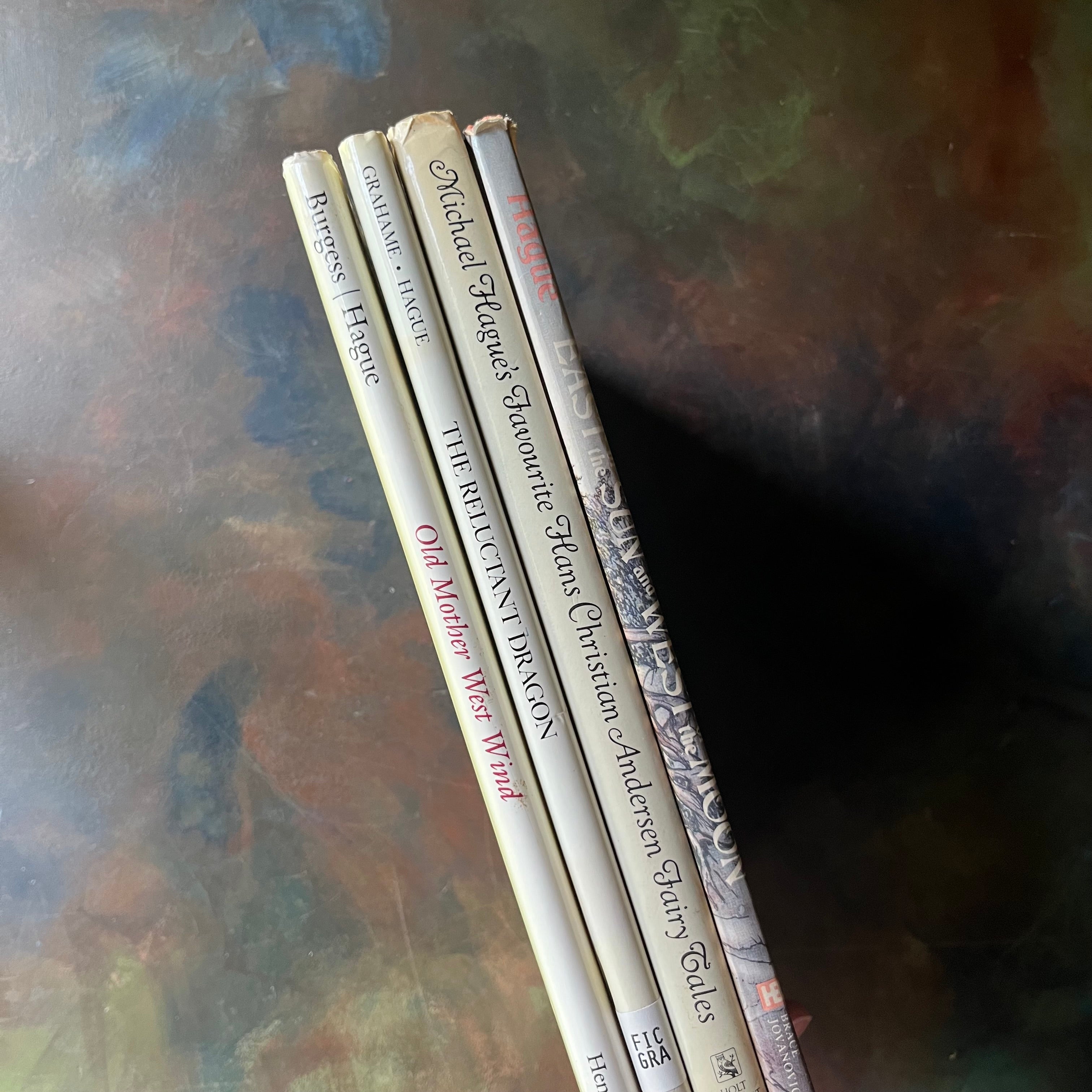 Old Mother West Wind-The Reluctant Dragon-Favourite Hans Christian Andersen Fairy Tales-East of Sun and West of the Moon-book set illustrated by Michael Hague-view of the spines