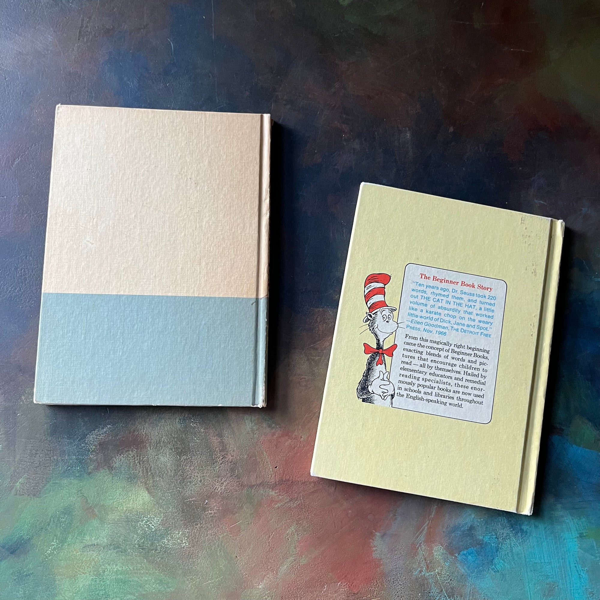 Pair of I Can Read It All By Myself Beginner Books - Hop on Pop written & illustrated by Dr. Seuss & Wacky Wednesday written by Theo. LeSieg with illustrations by George Booth - vintage picture books-view of the back covers