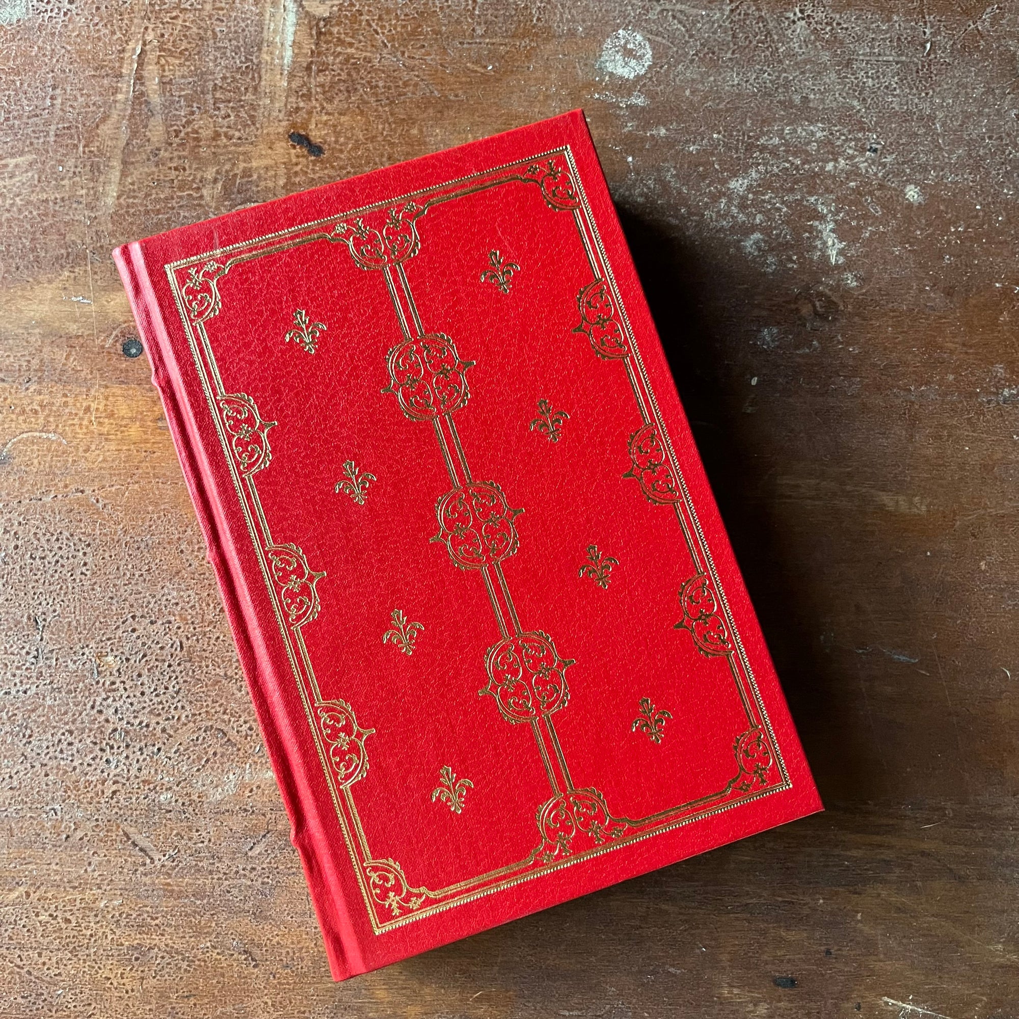 Pride and Prejudice by Jane Austen-1980 The Franklin Library Edition-vintage classic literature-collector's edition-view of the embossed front cover in red with gold design