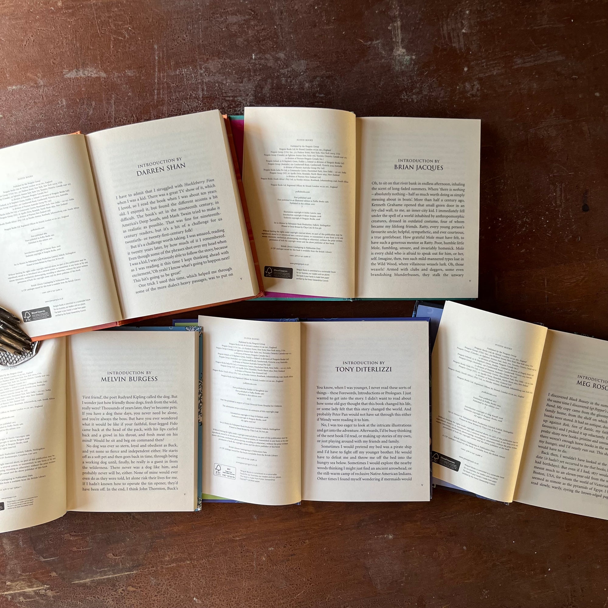 Puffin Children's Classics Book Set-5 Titles-The Adventures of Huckleberry Finn, The Wind in the Willows, The Call of the Wild, Black Beauty & Peter Pan-view of the copyrights