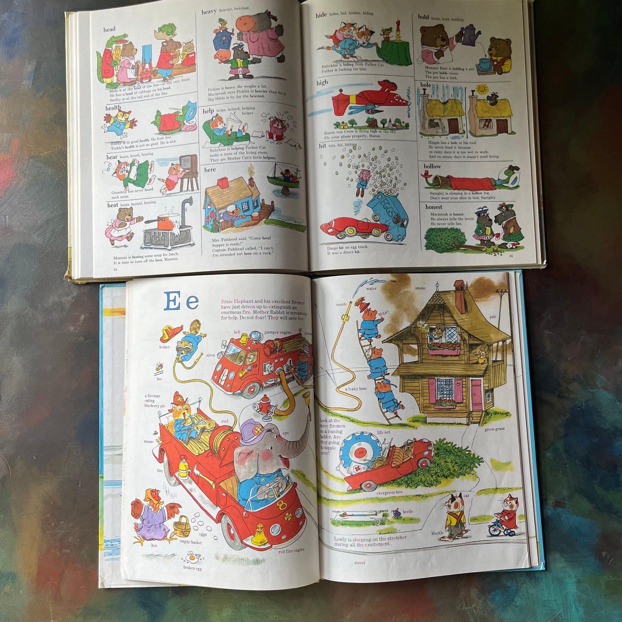 Richard Scarry's Dictionary and Richard Scarry's ABC Book-vintage children's picture storybooks-vintage early learning books for kids-view of the illustrations