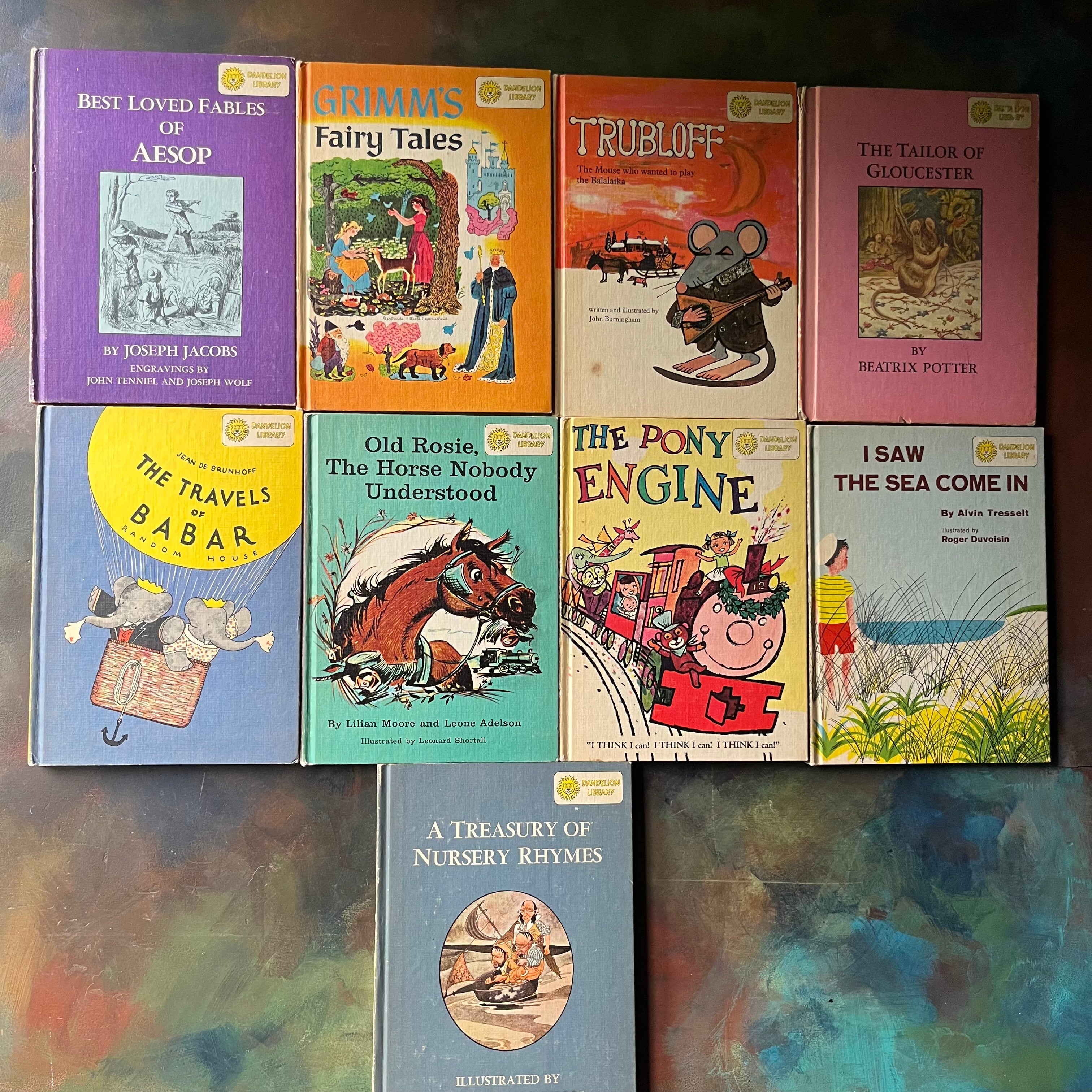 Set of 9 Dandelion Library Series of Children's Books II-vintage children's books-easy read a-loud books-view of the front covers