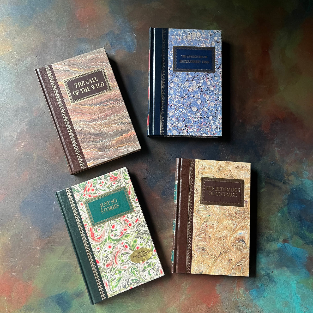 Set of Chatham River Press Classics-Red Badge of Courage-Just So Stories-The Adventures of Huckleberry Finn-The Call of the Wild-classic literature every child should read-family read a-louds-view of the front covers