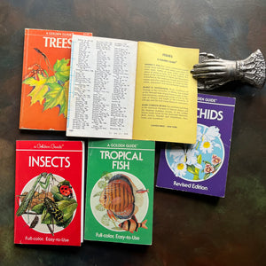 Set of Five Vintage Nature Pocket Guides by Golden Guide Press - Insects, Tropical Fish, Orchids, Trees & Fishes - view of the index at the back of fishes