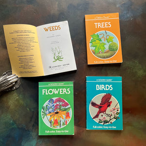 Set of Four Vintage Golden Guide Books-nature pocket guides-Birds, Flowers, Trees, and Weeds-view of the title page of Weeds