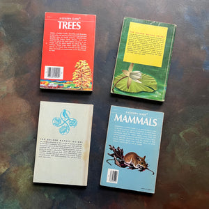 Set of Four Vitnage Golden Guide Nature Pocket Guides -Mammals, Birds, Flowers & Trees-view of the back covers
