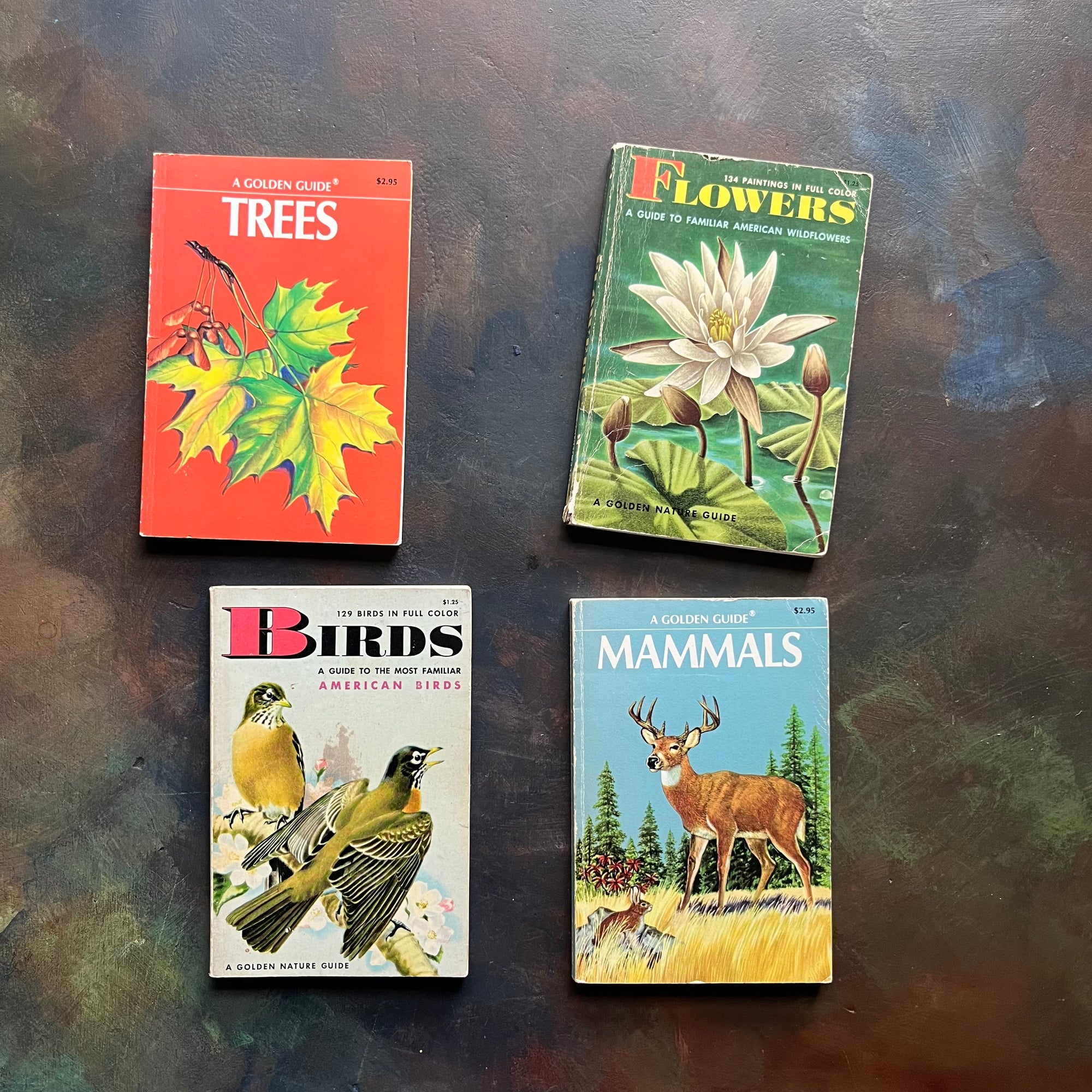 Set of Four Vitnage Golden Guide Nature Pocket Guides -Mammals, Birds, Flowers & Trees-view of the front covers