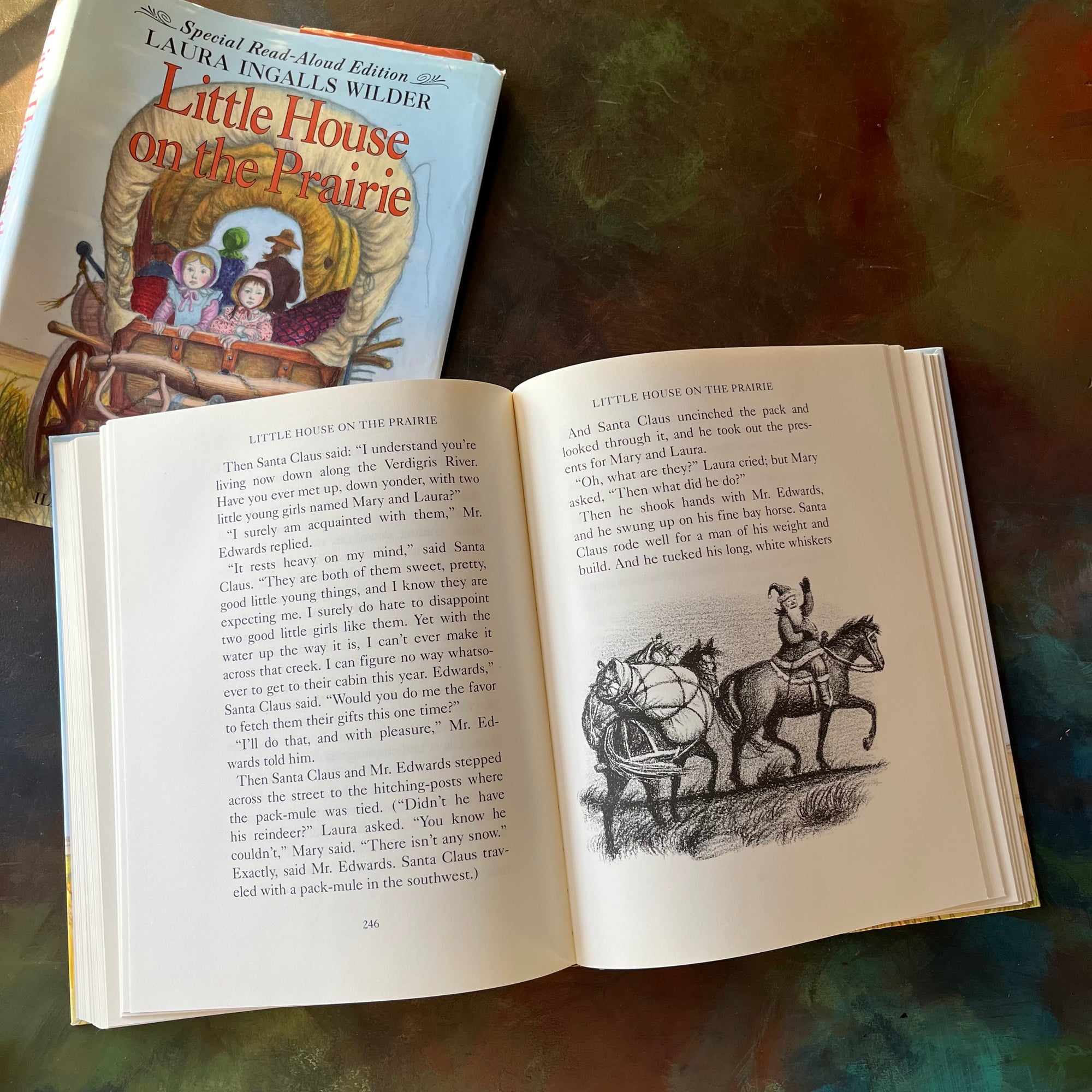 Special Read-Aloud Edition of Little House on the Prairie written by Laura Ingalls Wilder with illustrations by Garth Williams-Newbery Honor Book-vintage children's chapter book-living book-view of the black & white illustrations by Garth Williams