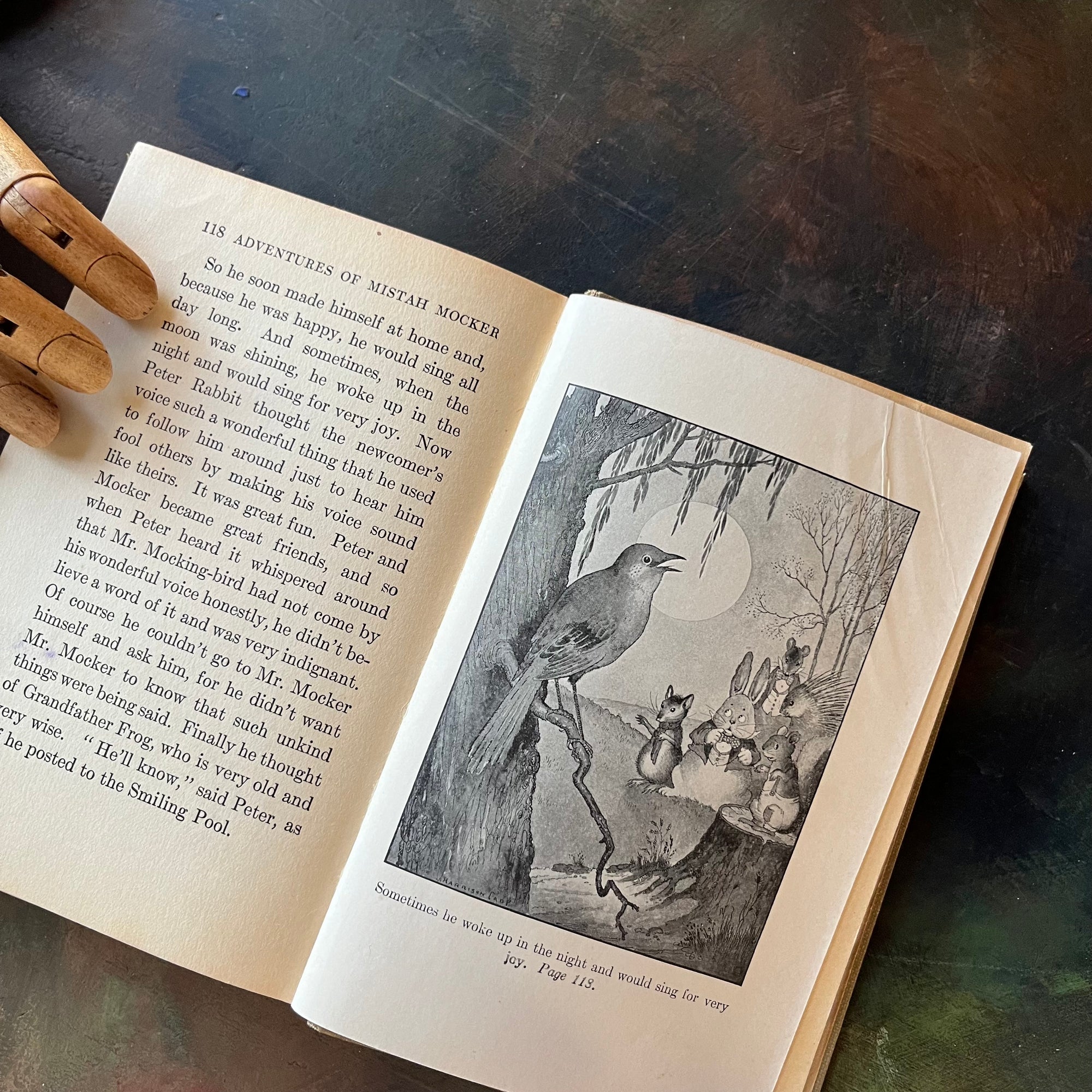 The Bedtime Story-Books written by Thornton W. Burgess-The Adventures of Mr. Mocker with illustrations by Harrison Cady Illustrations-1925 edition-vintage children's story-view of the black & white illustrations