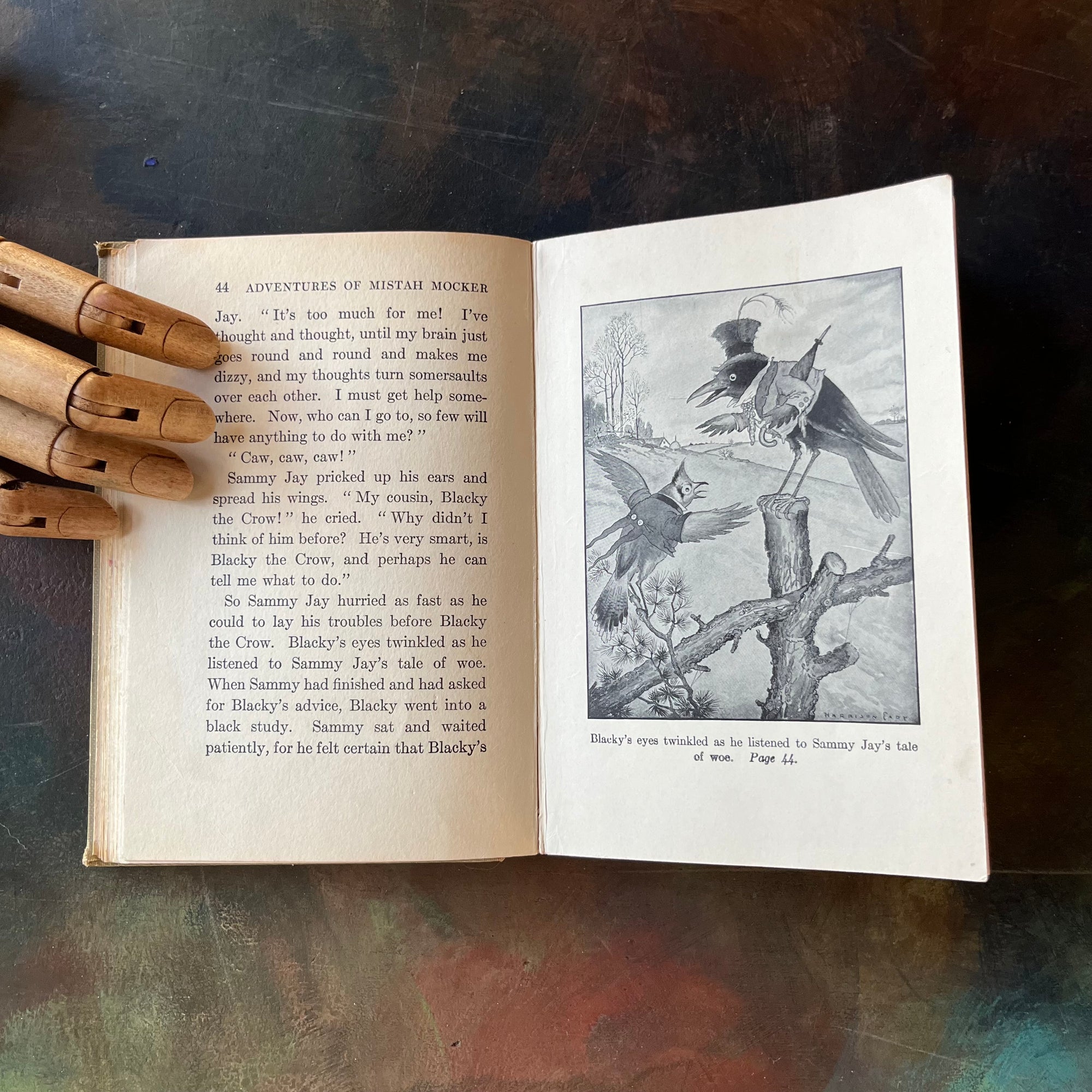 The Bedtime Story-Books written by Thornton W. Burgess-The Adventures of Mr. Mocker with illustrations by Harrison Cady Illustrations-1925 edition-vintage children's story-view of the black & white illustrations