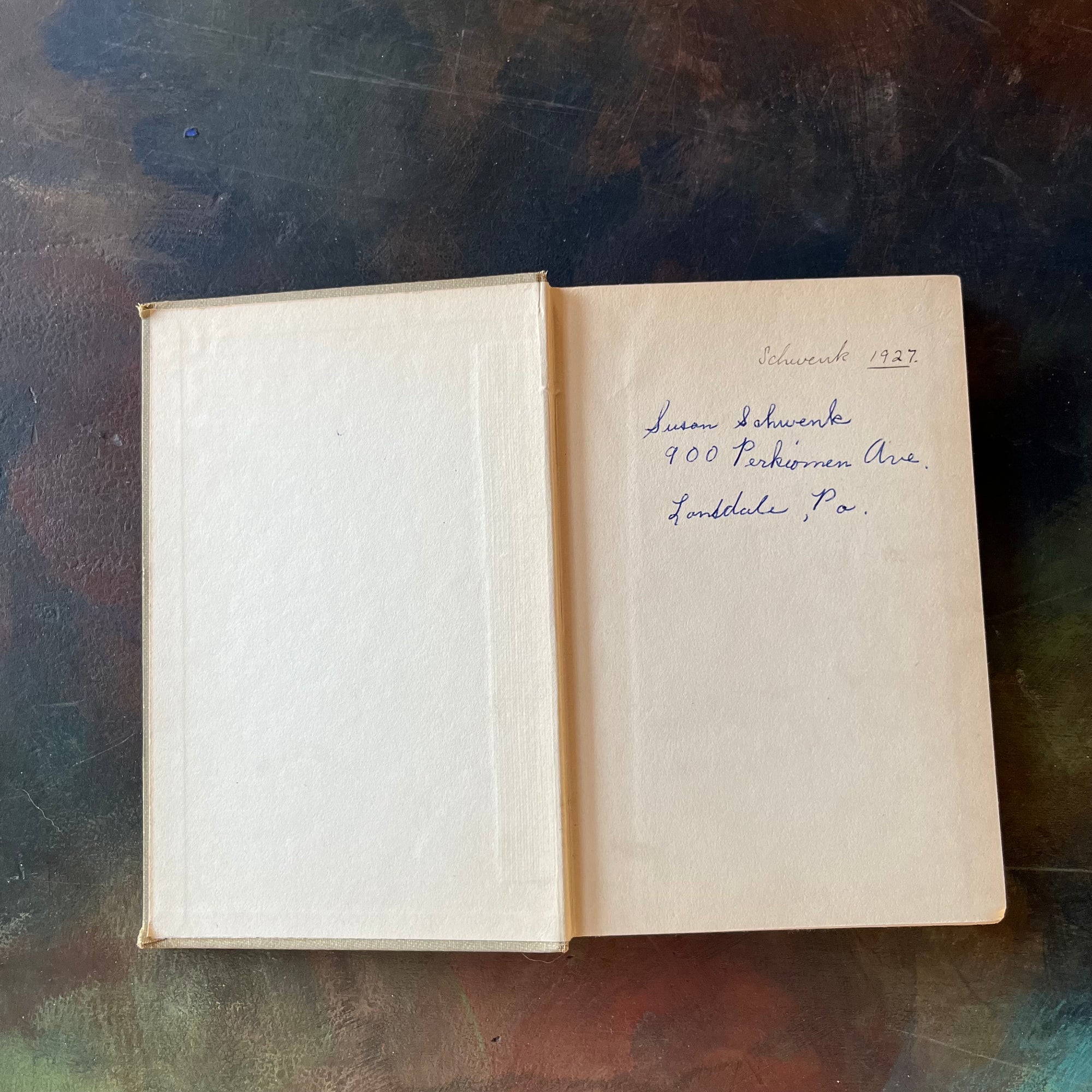 The Bedtime Story-Books written by Thornton W. Burgess-The Adventures of Mr. Mocker with illustrations by Harrison Cady Illustrations-1925 edition-vintage children's story-view of the inside cover with name & address written in ink