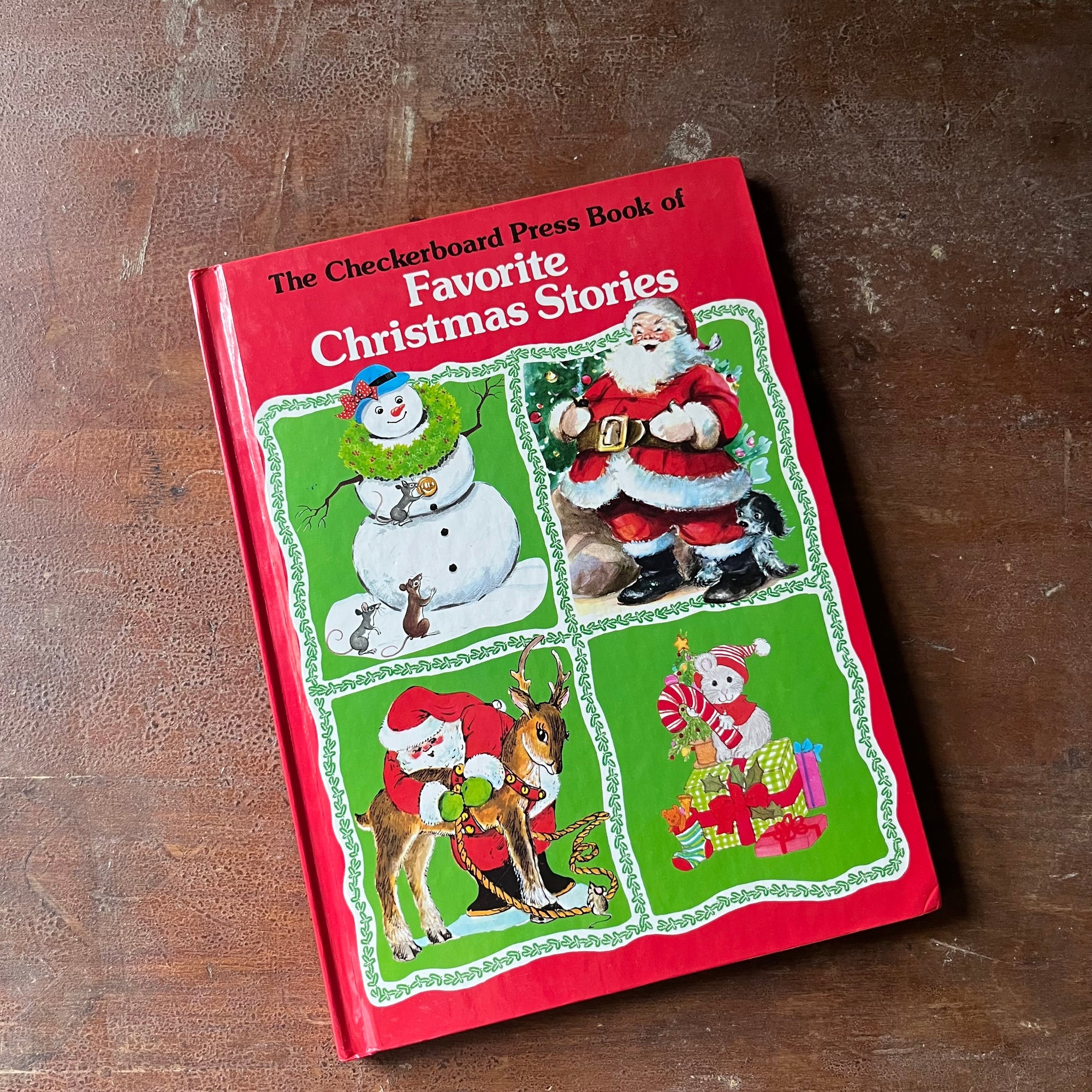 vintage Christmas stories, vintage children's book - The Checkerboard Press Book of Favorite Christmas Stories - view of the front cover