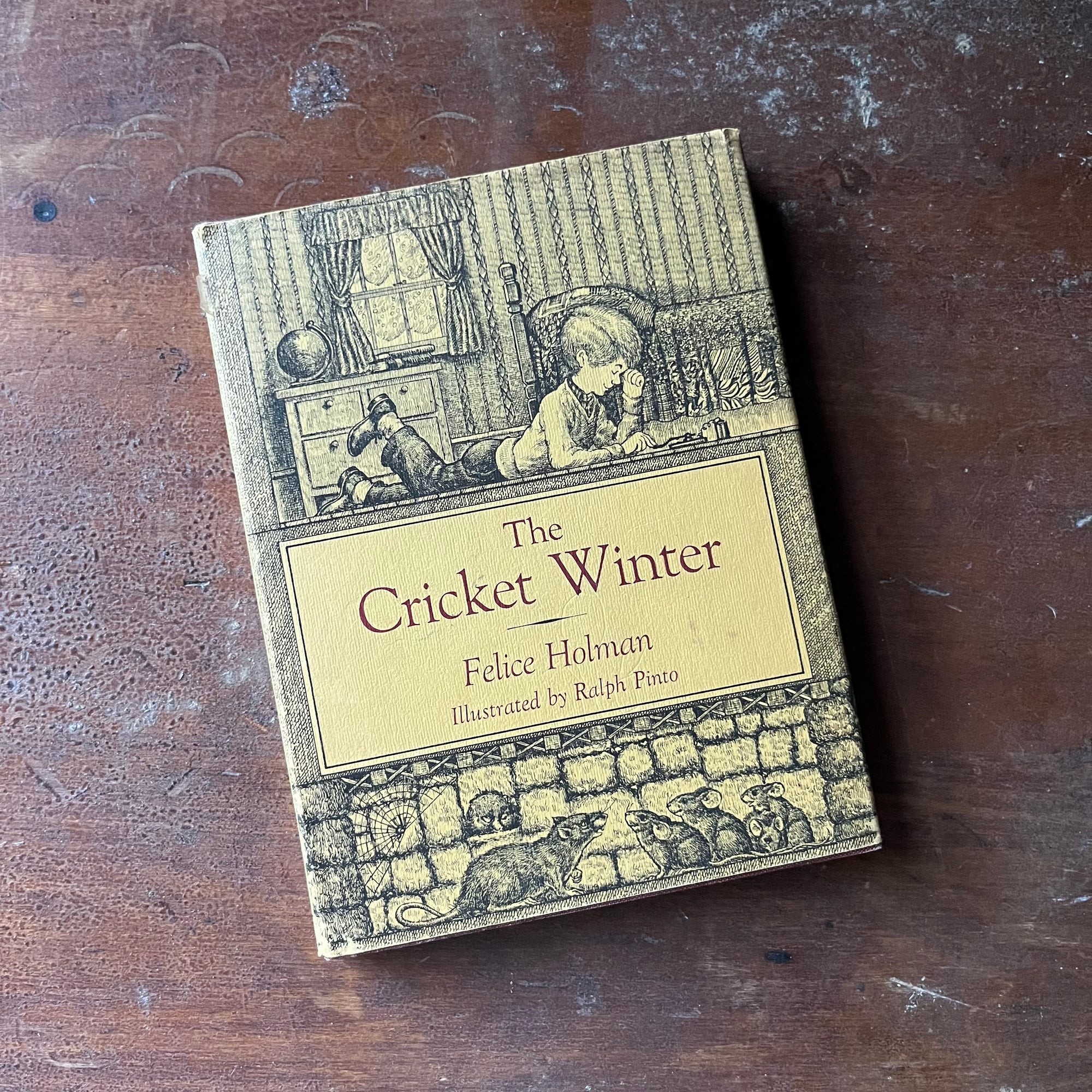 vintage children's chapter book - The Cricket Winter written by Felice Holman with illustrations by Ralph Pinto - view of the dust jacket's front cover