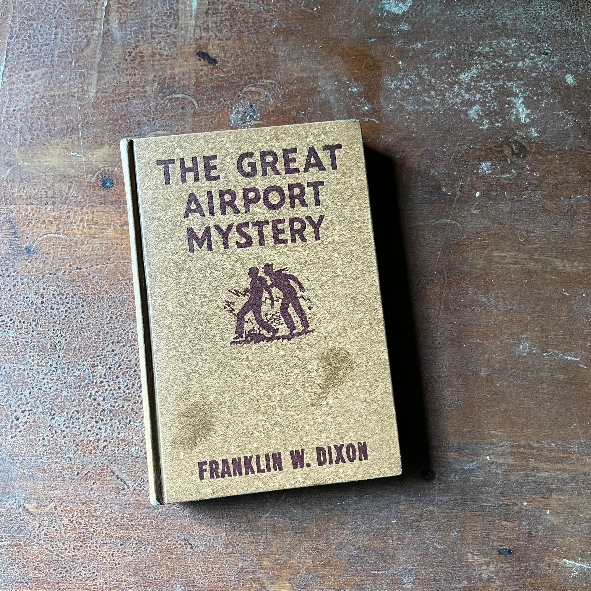 vintage children's book, vintage adventure book for boys, homeschool library, The Hardy Boys Mysteries #9:  The Great Airport Mystery written by Franklin W. Dixon - view of the front cover