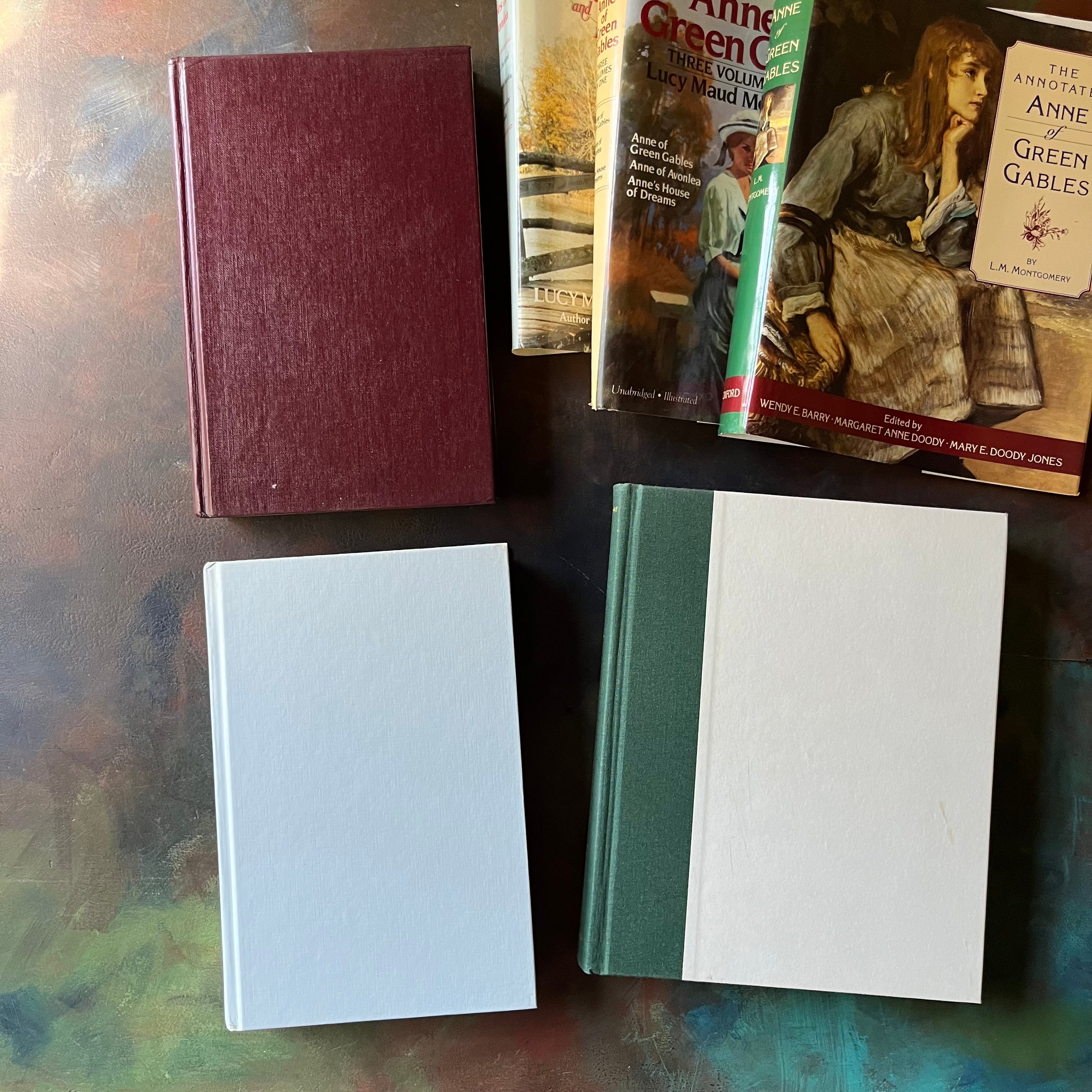 Treasury of Anne of Green Gables Books-The Annotated Anne of Green Gables-Three Volumes in One-Anne of the Island and Anne of Avonlea-L.M. Montgomery-view of the front covers