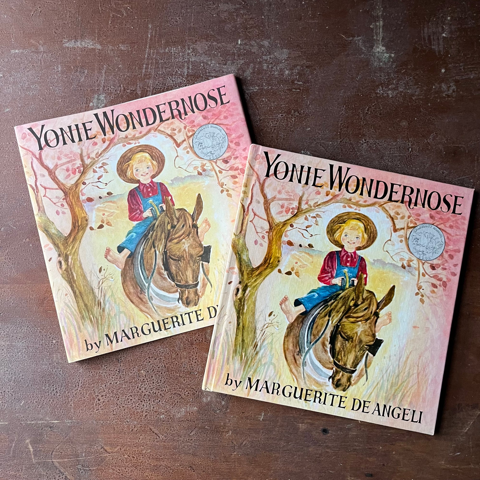 Yonie Wondernose written and illustrated by Marguerite De Angeli-A Caldecott Honor Book-vintage children's picture book-view of the front cover which boasts the same image as the dust jacket