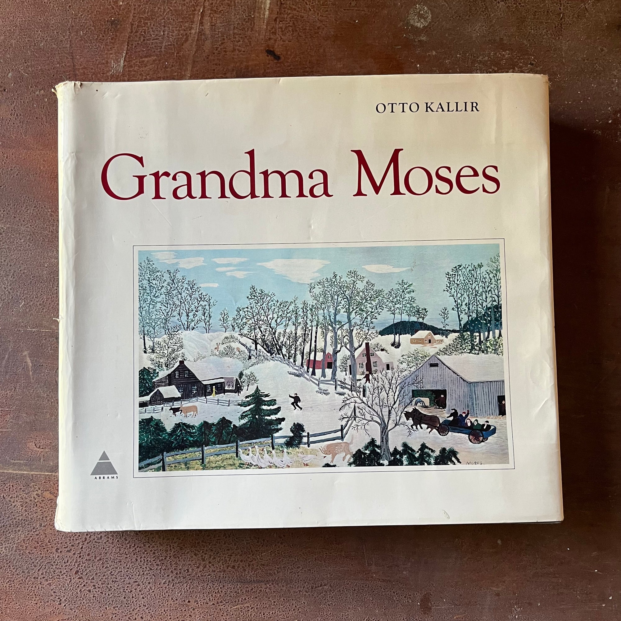 Log Cabin Vintage - vintage non-fiction book, non-fiction book, art book, vintage art book - Grandma Moses Coffee Table Book by Otto Kallir with Dust Jacket - view of the dust jacket's front cover