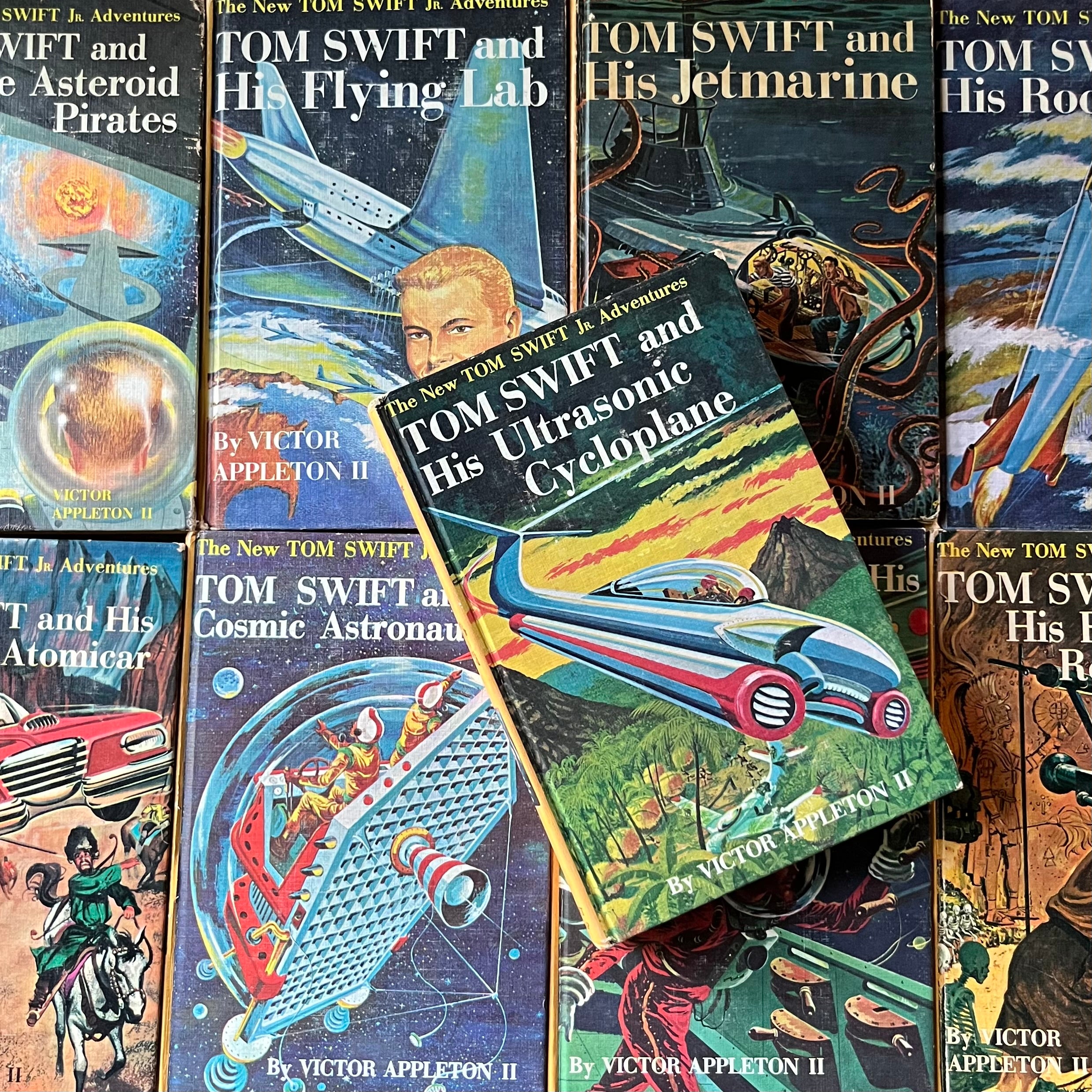 a collage of tom swift junior book covers
