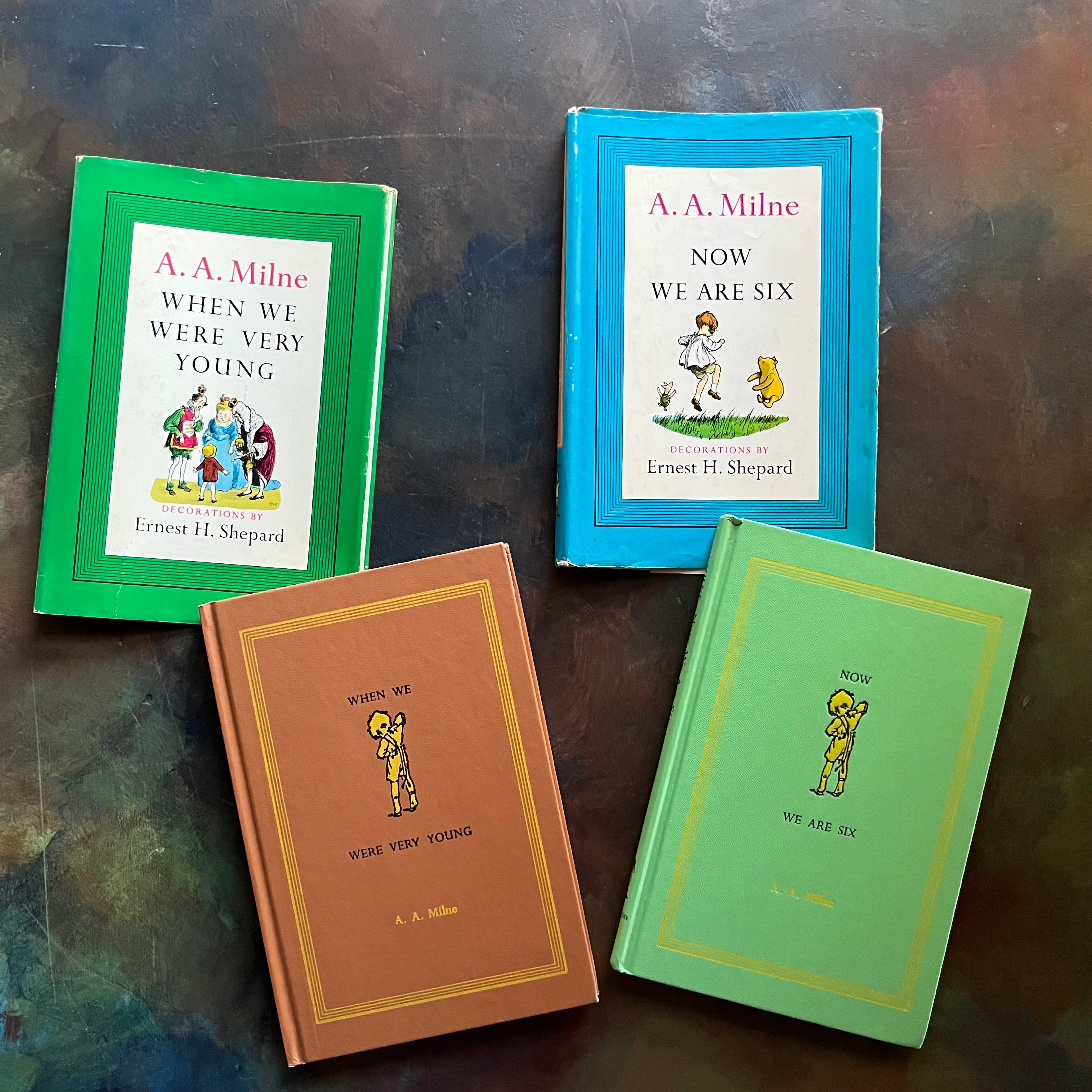 A. A. Milne-When We Were Very Young-Now We Are Six-Illustrations by E. H. Shepard-vintage children's short stories-children's poetry-view of the front covers