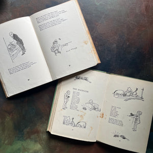A. A. Milne-When We Were Very Young-Now We Are Six-Illustrations by E. H. Shepard-vintage children's short stories-children's poetry-vintage children's books-view of the illustrations and poetry - note the age spots noted on the pages