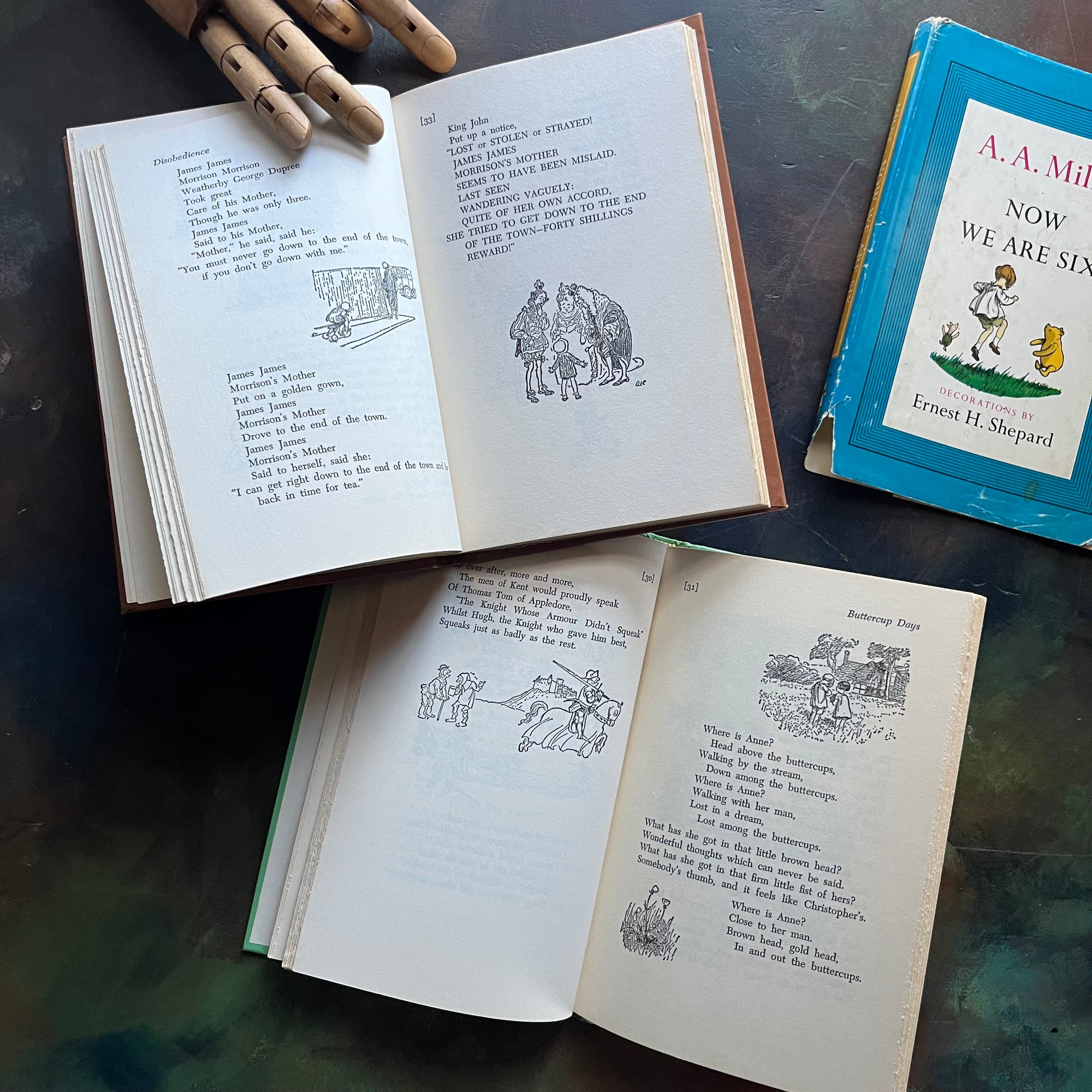 A. A. Milne-When We Were Very Young-Now We Are Six-Illustrations by E. H. Shepard-vintage children's short stories-children's poetry-view of the illustrations in black and white