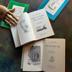 A. A. Milne-When We Were Very Young-Now We Are Six-Illustrations by E. H. Shepard-vintage children's short stories-children's poetry-view of the title pages & frontispieces