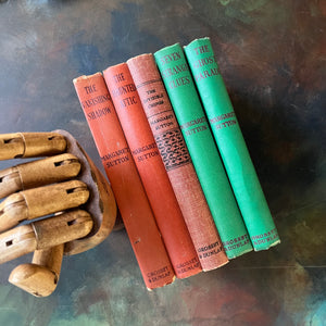 A Judy Bolton Mystery Book Set written by Margaret Sutton with illustrations by Pelagie Doane-Volumes 1 through 5-antique mystery books for girls-children's mystery books-view of the spines