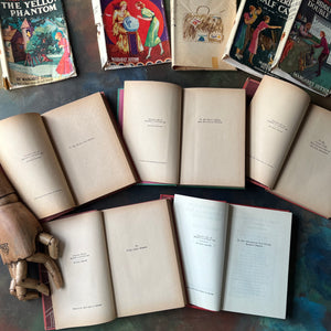 A Judy Bolton Mystery Book Set written by Margaret Sutton with illustrations by Pelagie Doane-Volumes 6 through 10-antique mystery books for girls-children's mystery books-view of the copyright & dedication pages