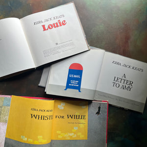 Set of Three Vintage Picture Books-A Letter to Amy, Louie and Whistle for Willie-Ezra Jack Keats-vintage children's picture books-award winning children's author and illustrator-view of the title pages
