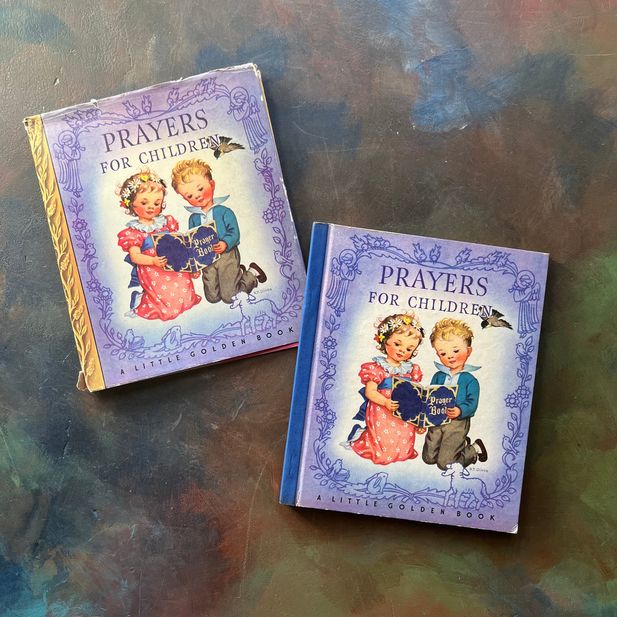 A Little Golden Book-Prayers for Children-Rachel Taft Dixon-1942 First Edition with Dust Jacket-vintage children's picture book-view of the front cover & dust jacket's front cover