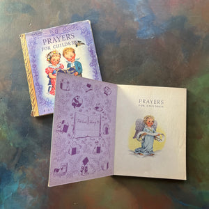 A Little Golden Book-Prayers for Children-Rachel Taft Dixon-1942 First Edition with Dust Jacket-vintage children's picture book-view of the inside cover & half title page