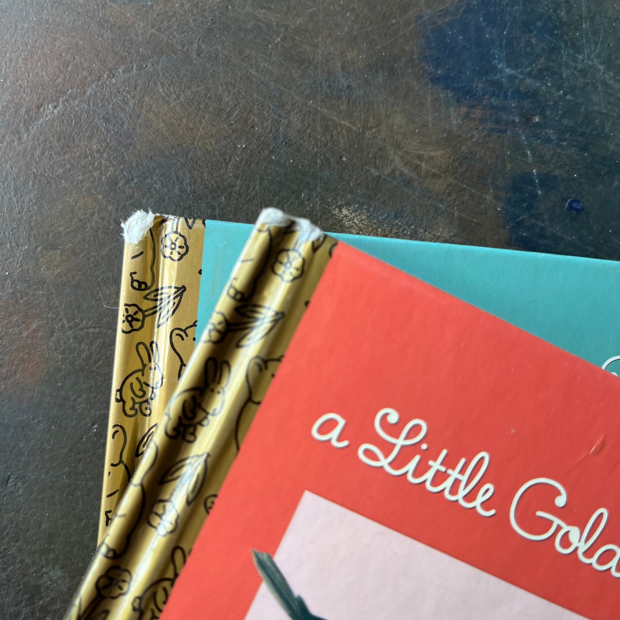 A Pair of Little Golden Book Collection-Friendly Tales-Eloise Wilkin Stories-Margaret Wise Brown-Garth Williams-vintage children's picture books-view of the condition of the top of the spines