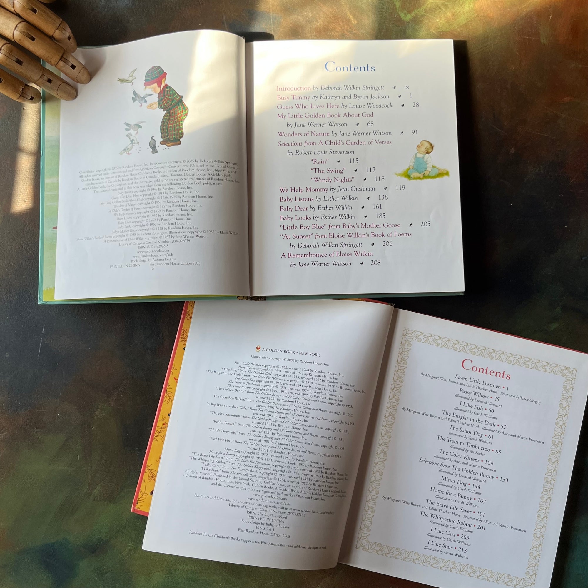 A Pair of Little Golden Book Collection-Friendly Tales-Eloise Wilkin Stories-Margaret Wise Brown-Garth Williams-vintage children's picture books-view of the copyright & contents pages
