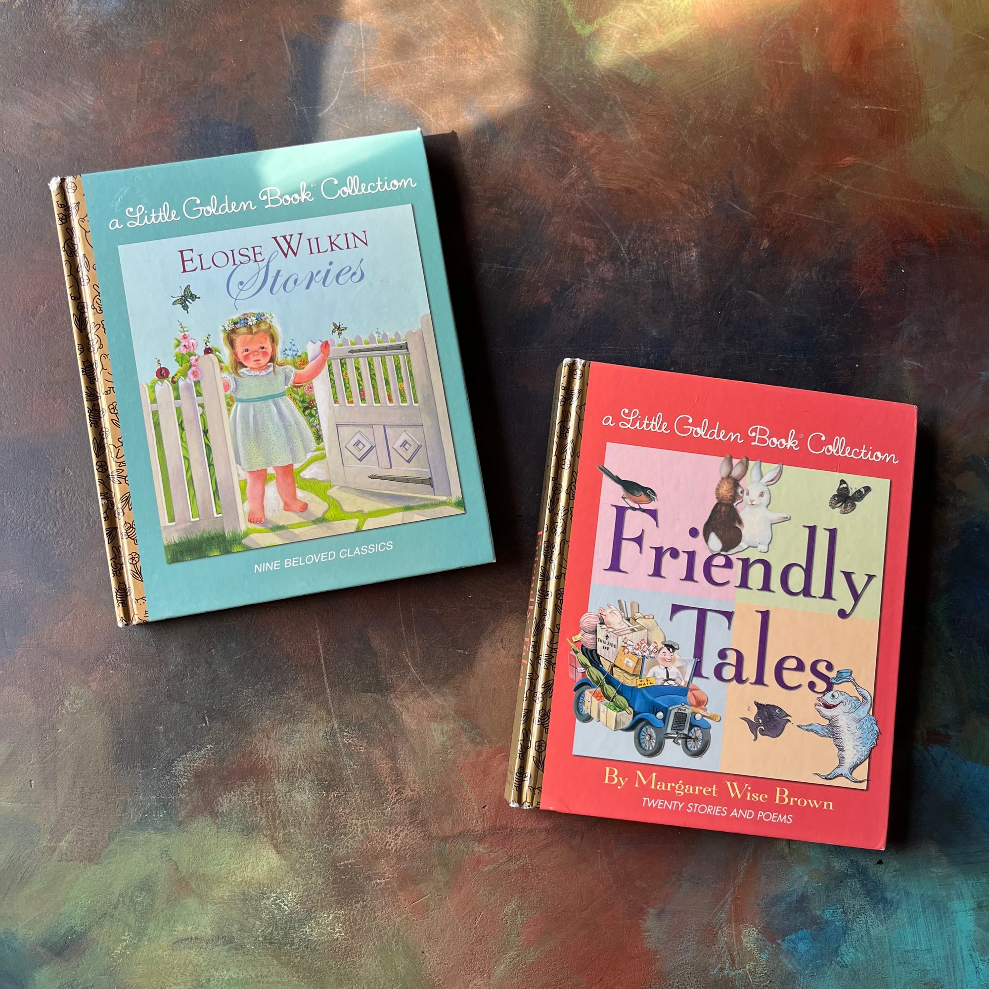 A Pair of Little Golden Book Collection-Friendly Tales-Eloise Wilkin Stories-Margaret Wise Brown-Garth Williams-vintage children's picture books-view of the front covers