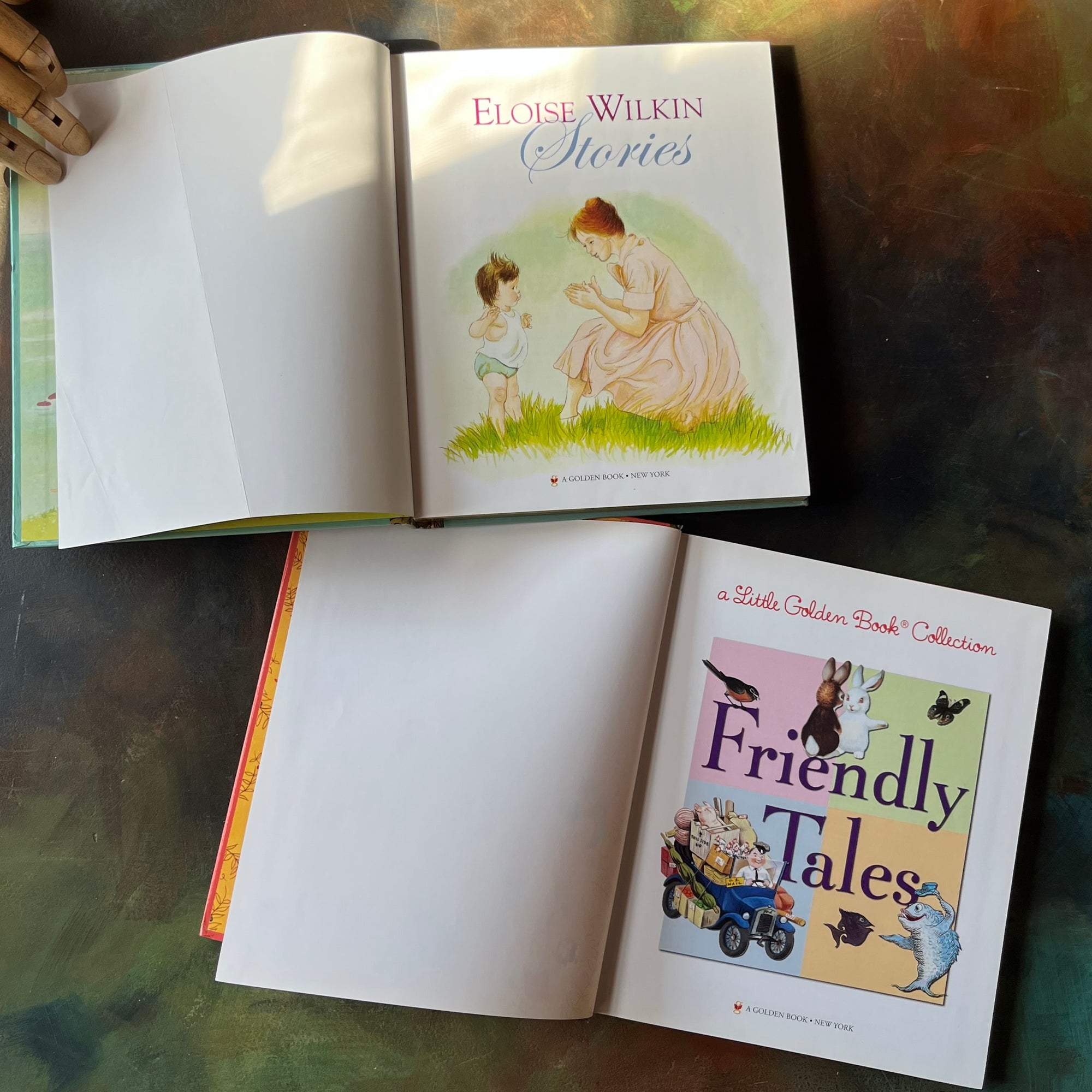 A Pair of Little Golden Book Collection-Friendly Tales-Eloise Wilkin Stories-Margaret Wise Brown-Garth Williams-vintage children's picture books-view of the title pages