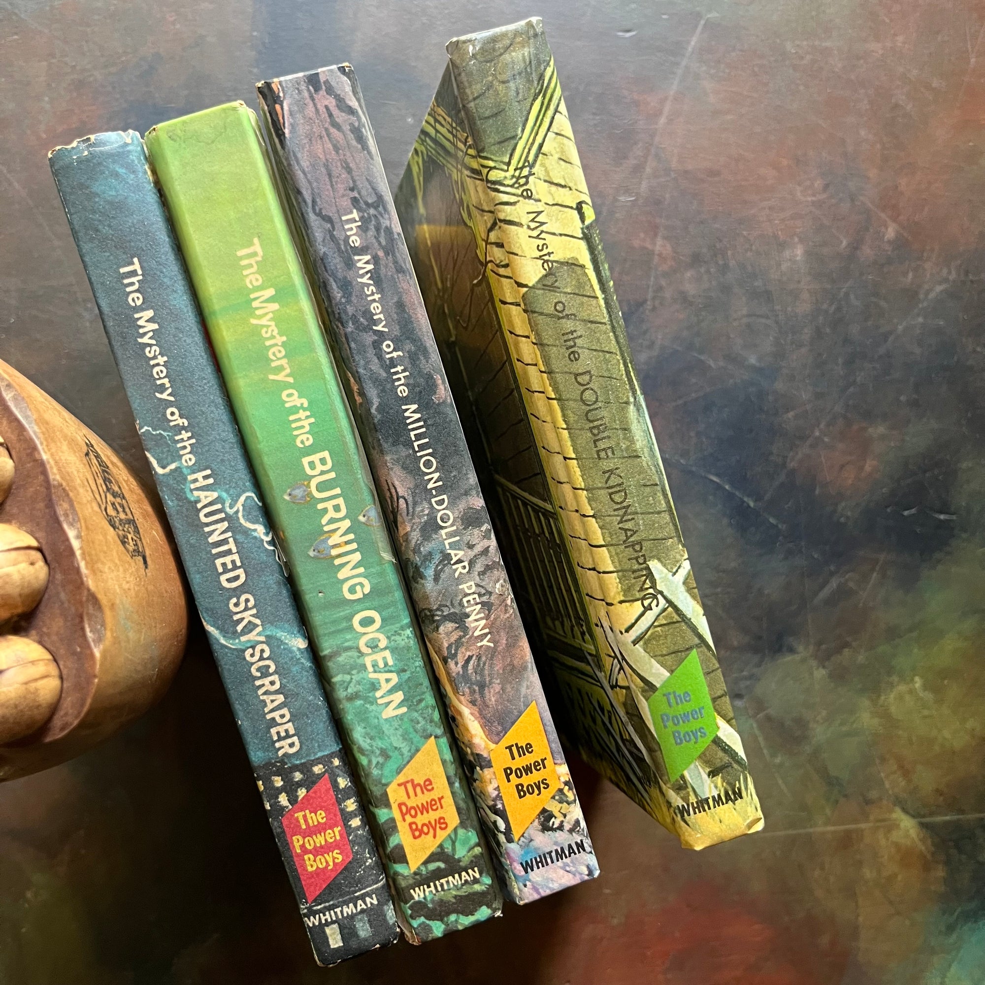 A Power Boys Adventure Book Set-children's mystery books written by Mel Lyle-Whitman Publishing Company chapter books for kids-1960s mystery books for boys-vintage chapter books for kids-view of the spines