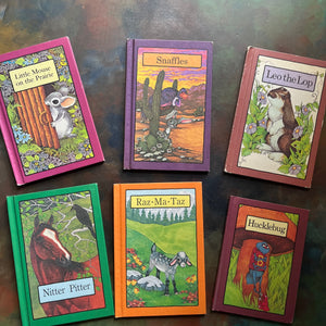 A Serendipity Book Set written by Stephen Cosgrove with illustrations by Robin James-1980s children's books-vintage picture books-view of the front covers with an image of the main character from each book on the cover along with the name of the book