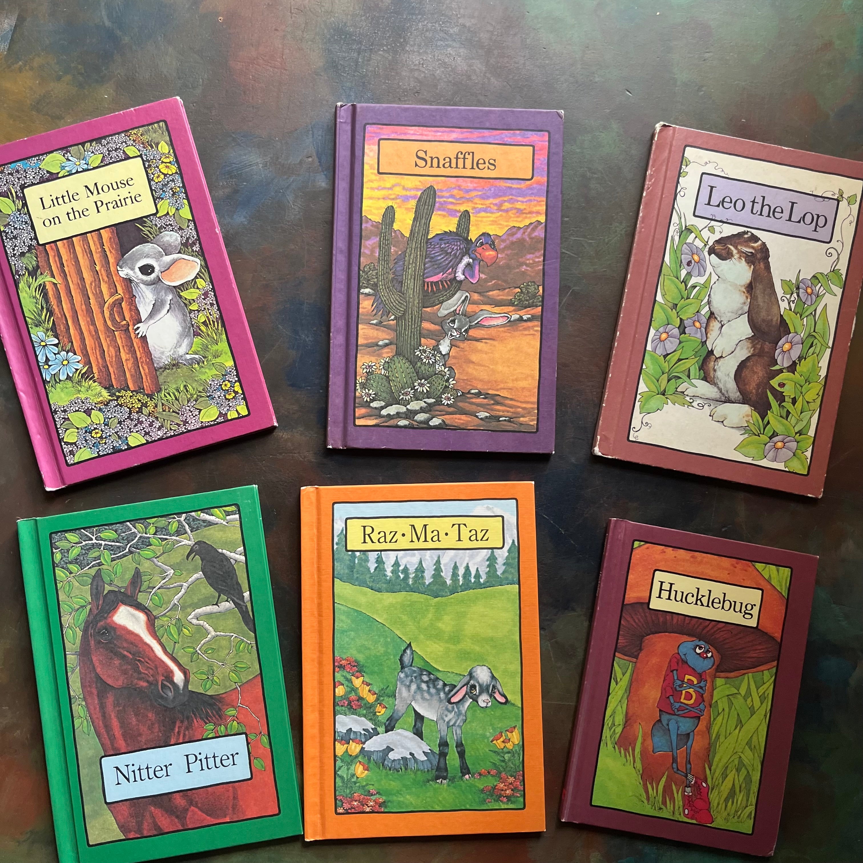 A Serendipity Book Set written by Stephen Cosgrove with illustrations by Robin James-1980s children's books-vintage picture books-view of the front covers with an image of the main character from each book on the cover along with the name of the book