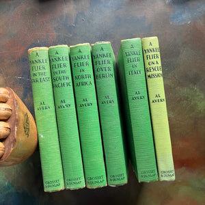 A Set of Six Yankee Flier Books by Al Avery-Air Combat Stories for Boys-antique warplane books-view of the spines