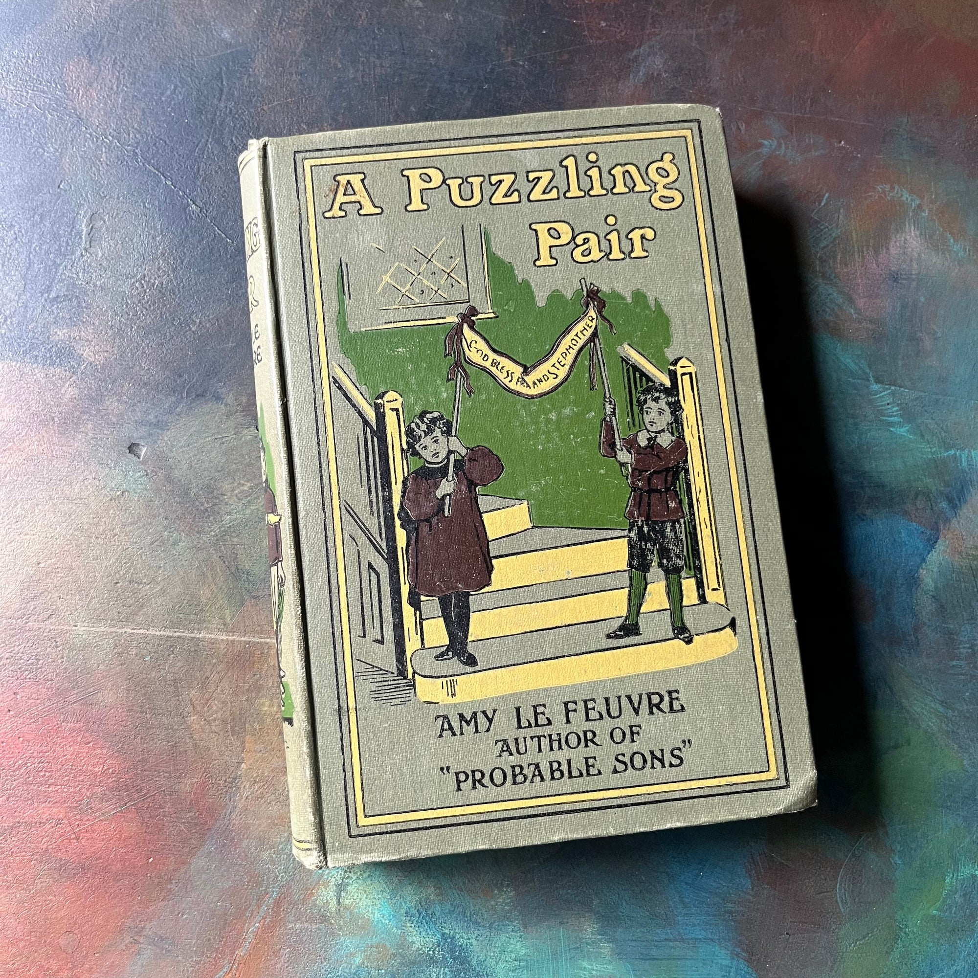 A Puzzling Pair written by Amy Le Feuvre-vintage children's religious book-vintage children's chapter book-embossed front cover