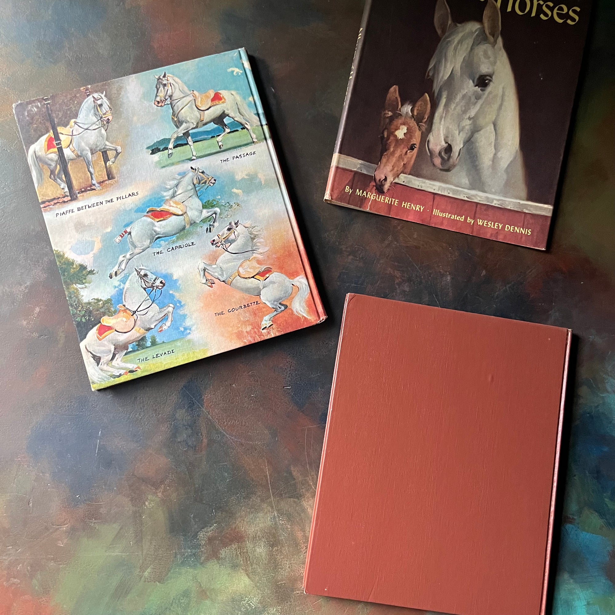 Album of Horses and White Stallion of Lipizza by Marguerite Henry-illustrated by Wesley Dennis-vintage horse books for kids-view of the back covers