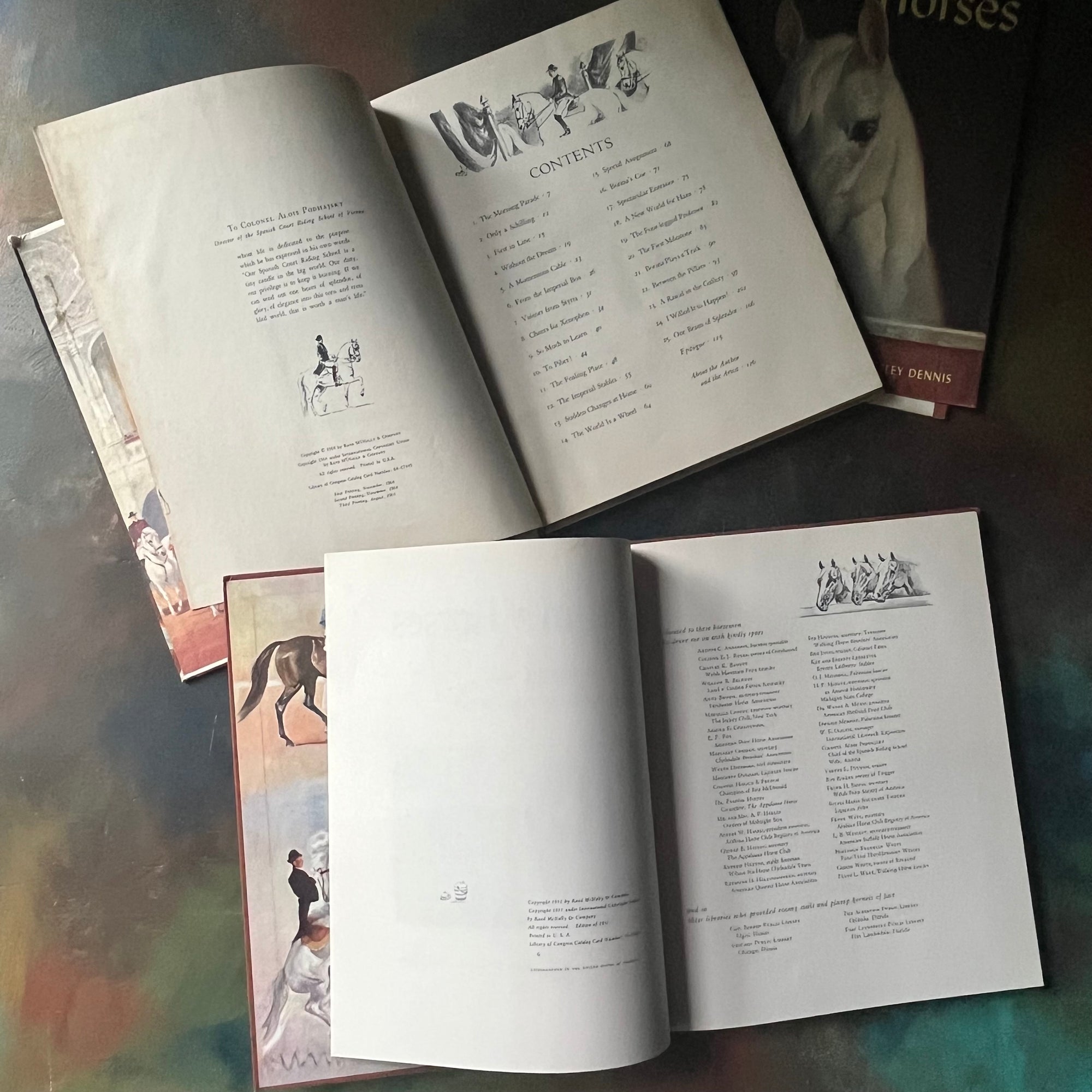 Album of Horses and White Stallion of Lipizza by Marguerite Henry-illustrated by Wesley Dennis-vintage horse books for kids-view of the copyright & contents pages