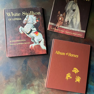 Album of Horses and White Stallion of Lipizza by Marguerite Henry-illustrated by Wesley Dennis-vintage horse books for kids-view of the front covers