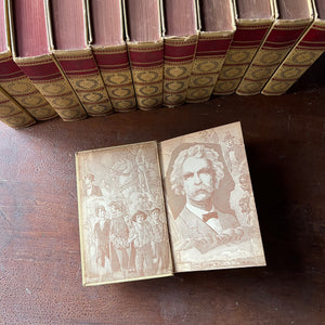 American Classic Literature Book Set - American Artist's Edition The Complete Works of Mark Twain - 12 Volume Set (Volumes 1-12) - view of the inside cover
